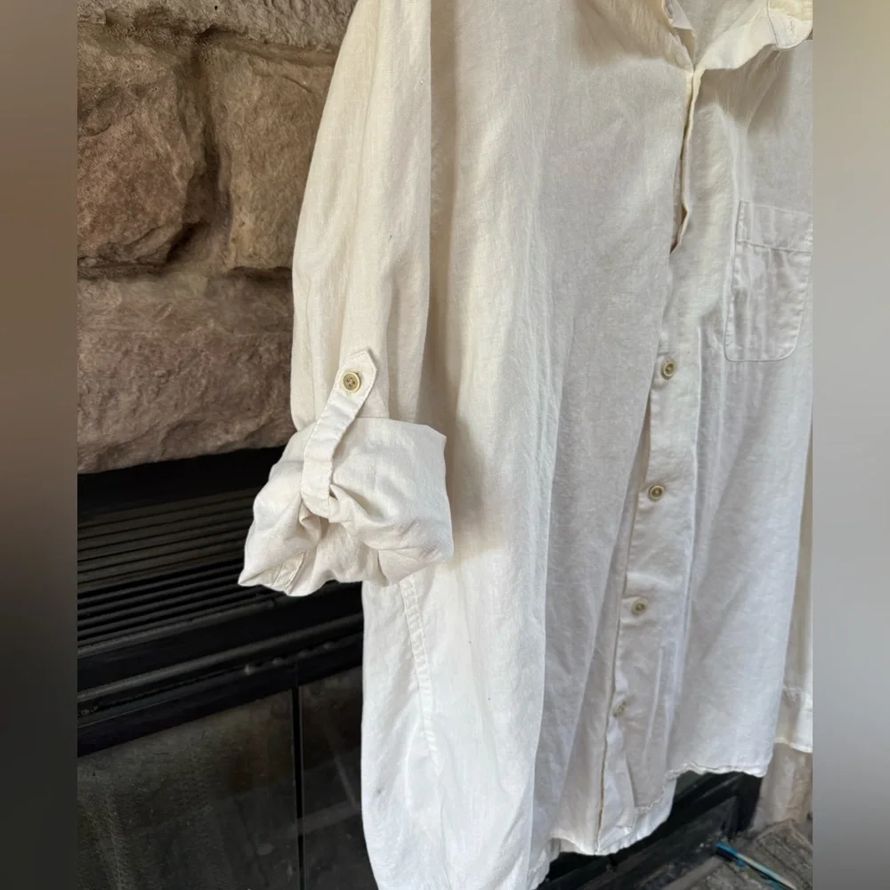 Mens Falls Creek Cream Casual Button-Down Shirt - Picture 2 of 5